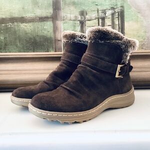 BareTraps Arlow Boot Brown Leather Suede Textile Heel Women's 8.5 M Sheerling